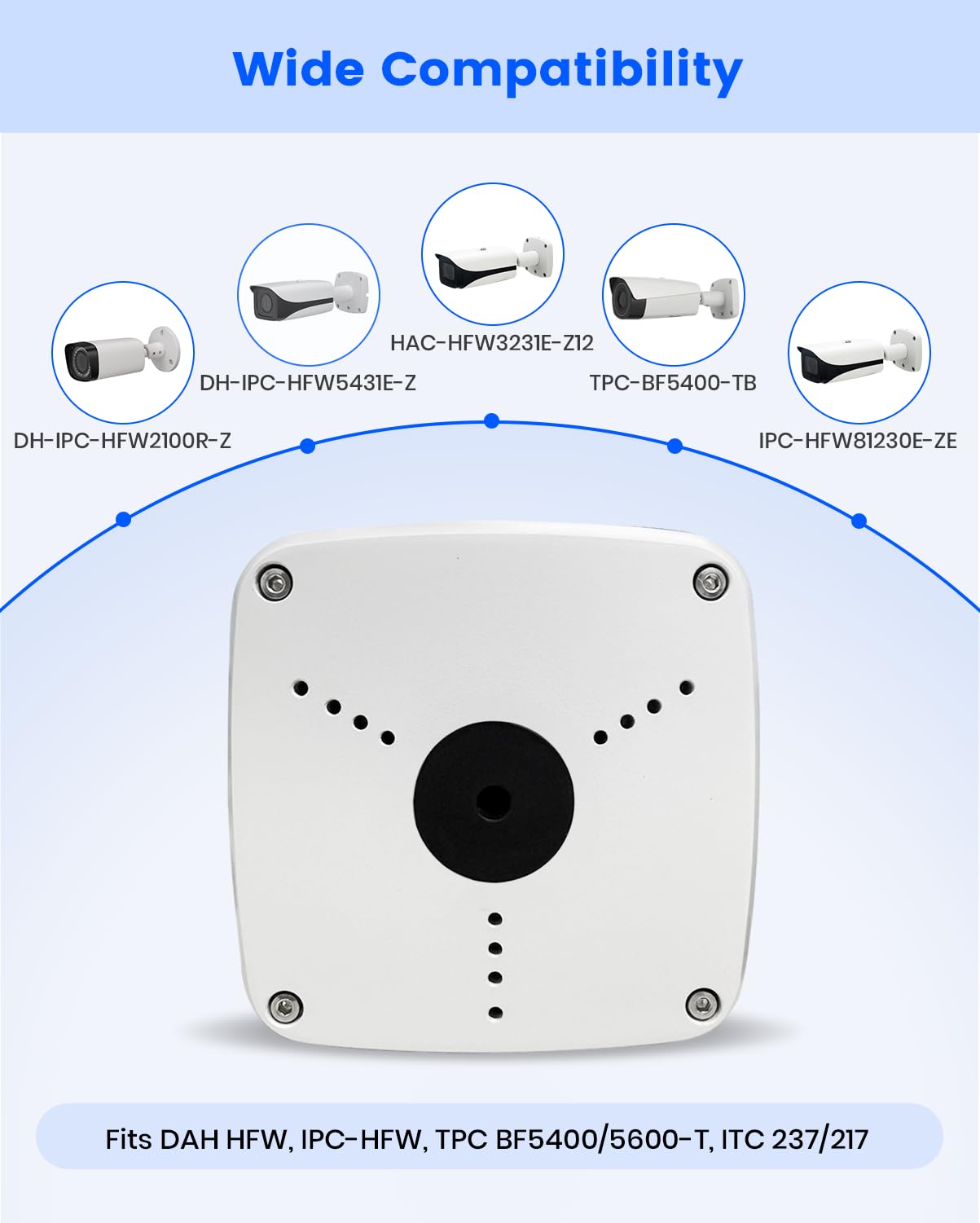 WE-PFA122 Boîte de jonction en aluminium pour caméras IP Dah Bullet, support de montage étanche avec dissimulation de câble, blanc (lot de 1)