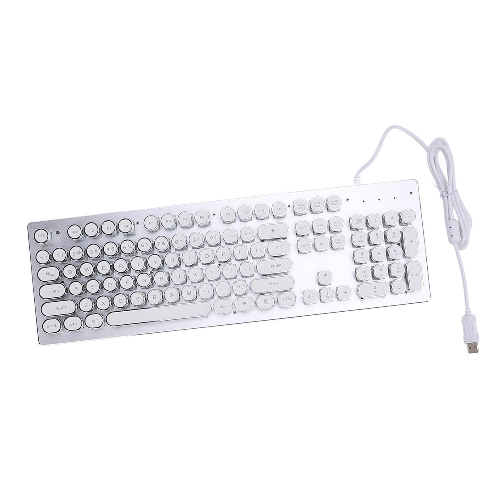Mechaniczna Klawiatura do Gier, 104 Klawisze RGB Tęczowe Podświetlenie z Niebieskim Przełącznikiem Stopniowana Klawiatura dla 7 8 10 XP OS X PC (WHITE)