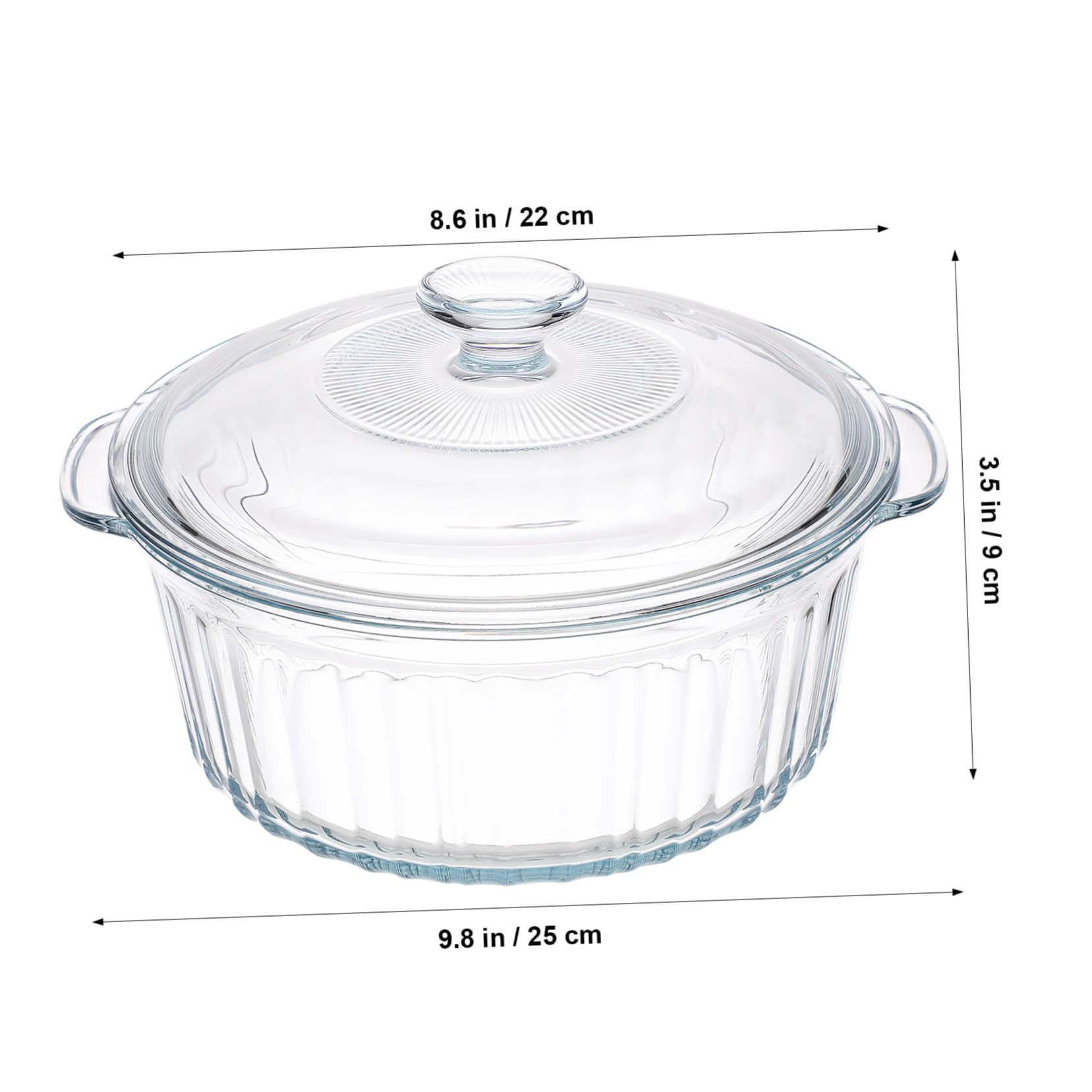 Sosoport Glas casserole Rund mit Deckel Hitzebeständig Gleichmäßige Wärmeverteilung Borosilikatglas Auflaufform zum Schmoren Kochen und Servieren Mikrowellengeeignet Elegantes Design