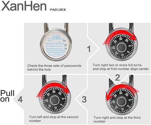 Miniatura 7 de Candados de combinación con cuerpo de metal, uso en interiores para taquillas de gimnasio y casillero escolar, Negro, paquete de 12