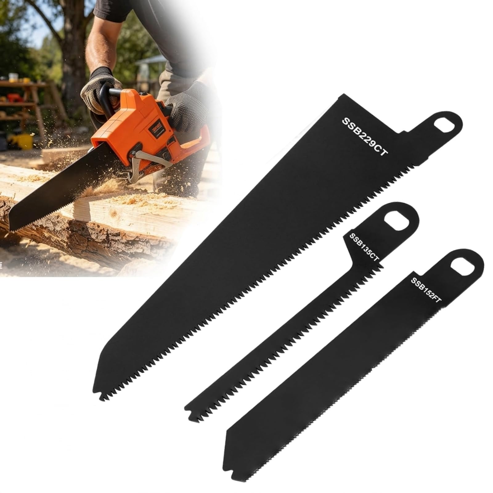 3PCS SSB229CT SSB152FT SSB135CT Saw Blades Compatible with Black and Decker Scorpion Saw Blades,Steel Metal Reciprocating Saw Blades for Wood Plastic Hardwood and Steel Pipe Cutting (Black)