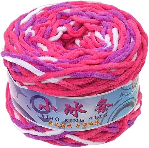 Hilo de tejido de chenilla multicolor de 6.70 ozbola, hilo de algodón suave, hilo de lana para tejer a mano, bufanda de lana gruesa
