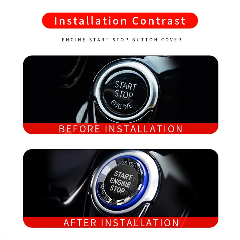 Auto start Stopp Taste passt für Bmw Crystal start stop knopf Motor Abdeckung passt für Bmw 1er E87 3er E90 E91 E92 E93 5er E60 X1 E48 X3 E83 X5 E70 X6 E71 E72 Z4 E89 Motorstartknopf- Schwarz