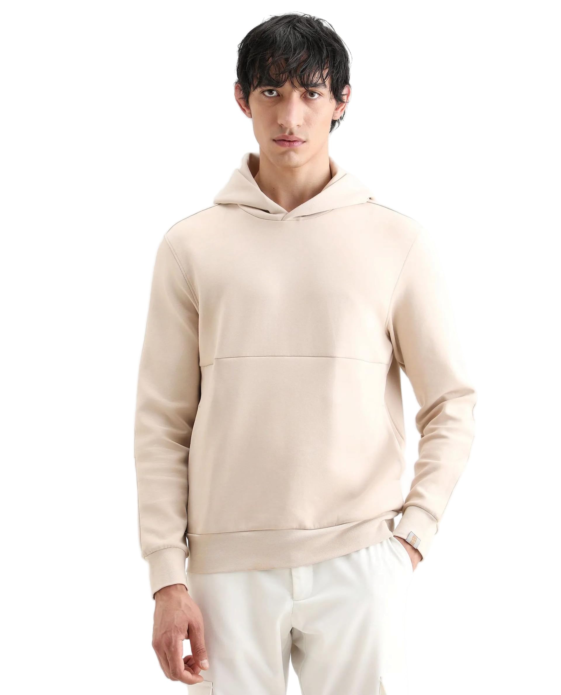 Men's Scon Regular Straight Solid Cotton Hooded Long Sleeve Sweatshirt-image-31