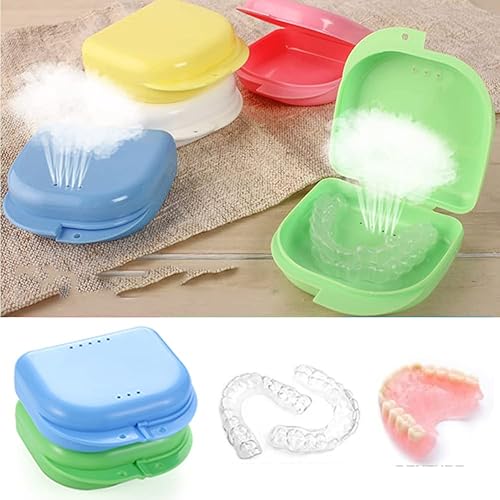 Miniatura 4 de AKOAK Paquete de 2 fundas de almacenamiento de protección bucal, estuche de almacenamiento para dentaduras, con orificio de ventilación, adecuado