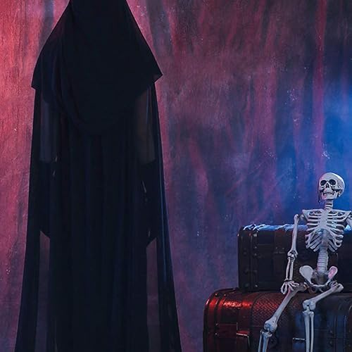 Miniatura 6 de Amosfun Disfraz de hechicera para mujer, capa larga con capucha para Navidad, Halloween, cosplay, talla XXL (negro)