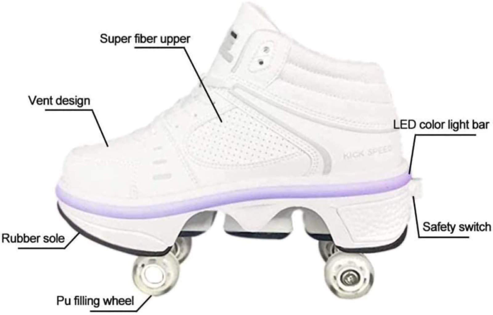 Patines De Hielo Con Polea, LED, Multifuncionales, Con Deformación, Con Ruedas, Invisibles, Con 4 Ruedas, Patines, Patines, Niños, Deportes Al Aire Libre, Para Adultos, Unisex