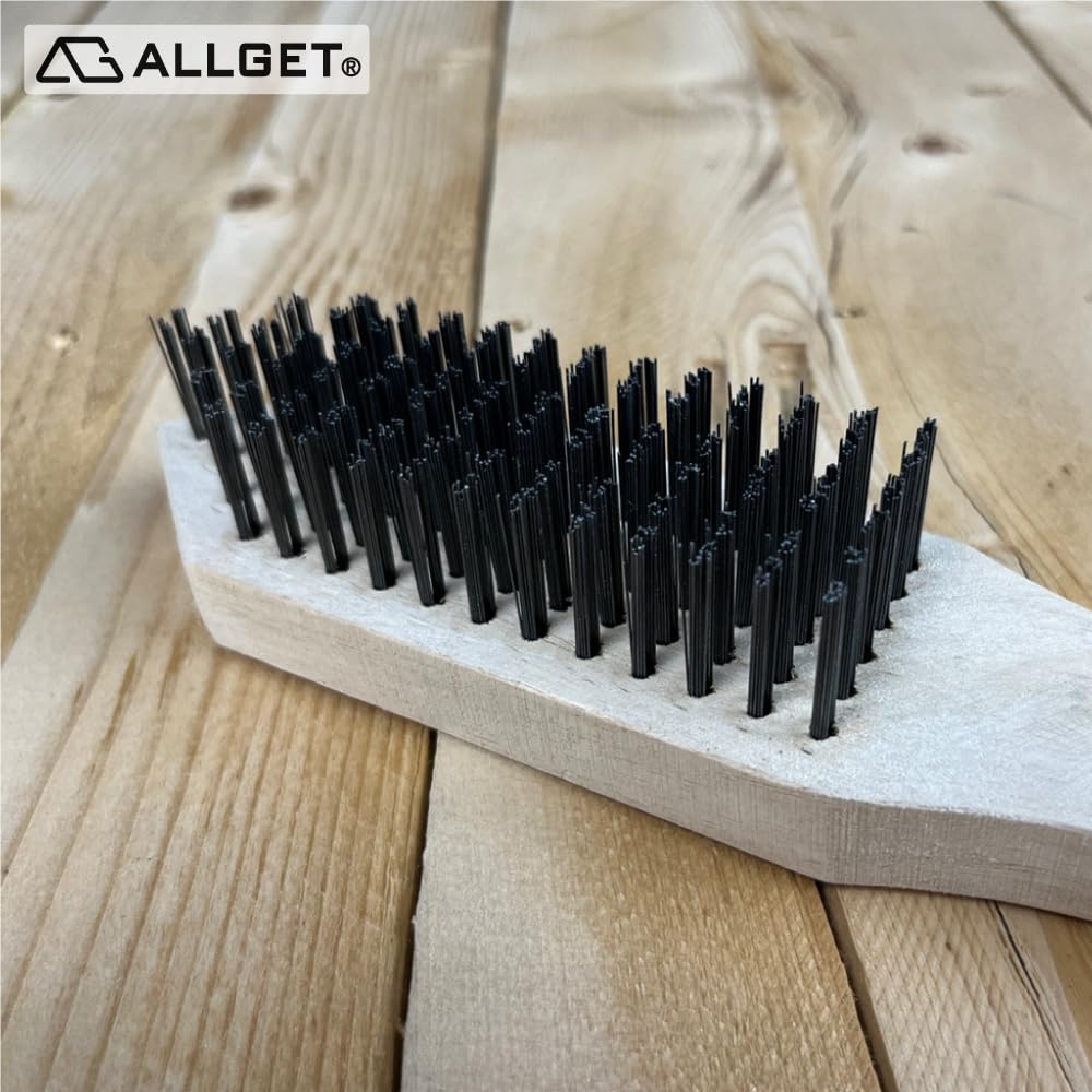 Cepillo de alambre de acero de alta dureza, 12 unidades, cepillo de alambre estilo espada, mango de madera, cepillo potente para limpieza, eliminación de óxido, eliminación de escoria de