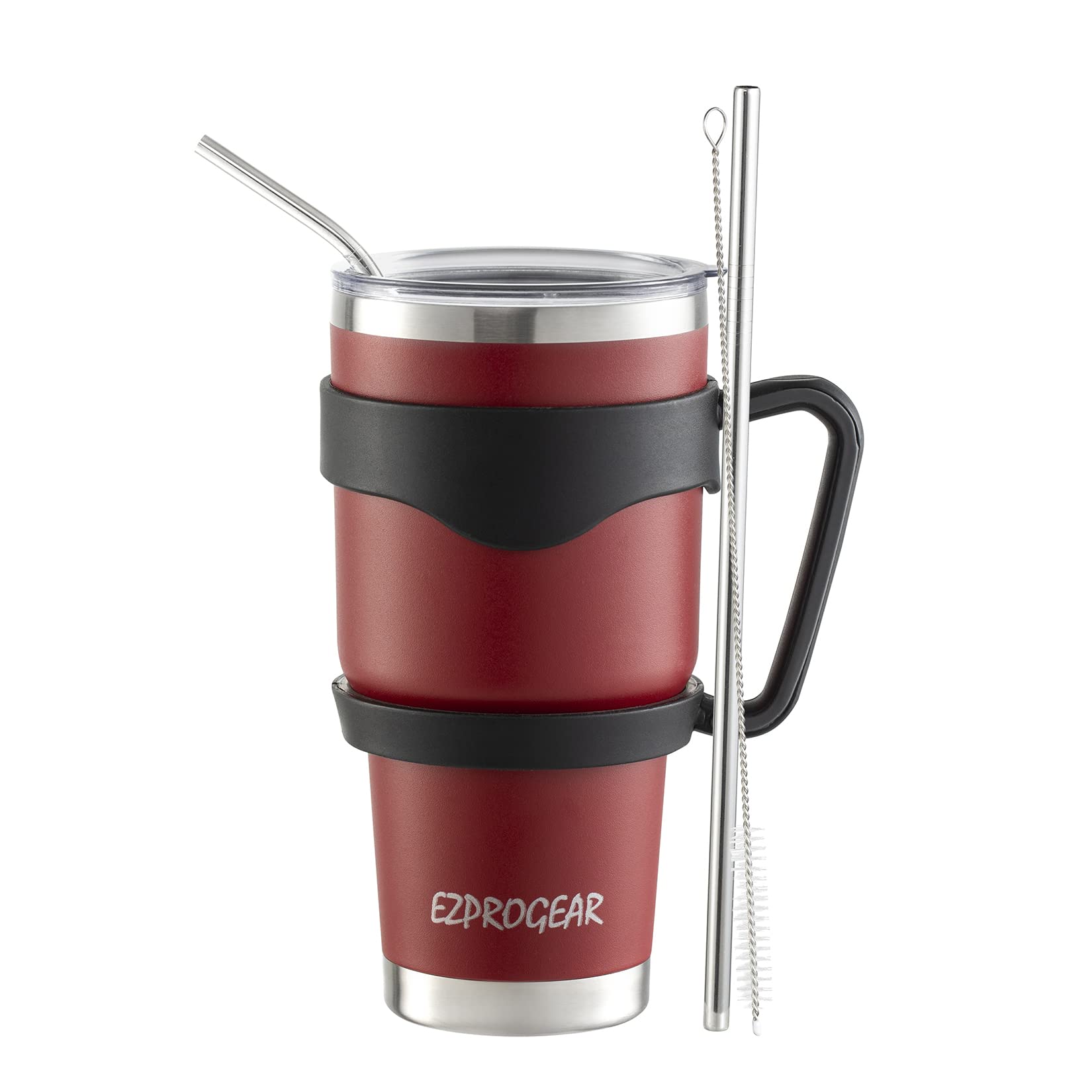 Ezprogear 30 oz Stainless Steel Coffee Cup Water Tumbler with Handle (Cherry)