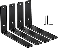 MHMYDZ 4 Pack Heavy Duty Black L Shelf Brackets 6x4 Inch 5mm Thick Metal Shelf Supports with Screws - 100lb Capacity