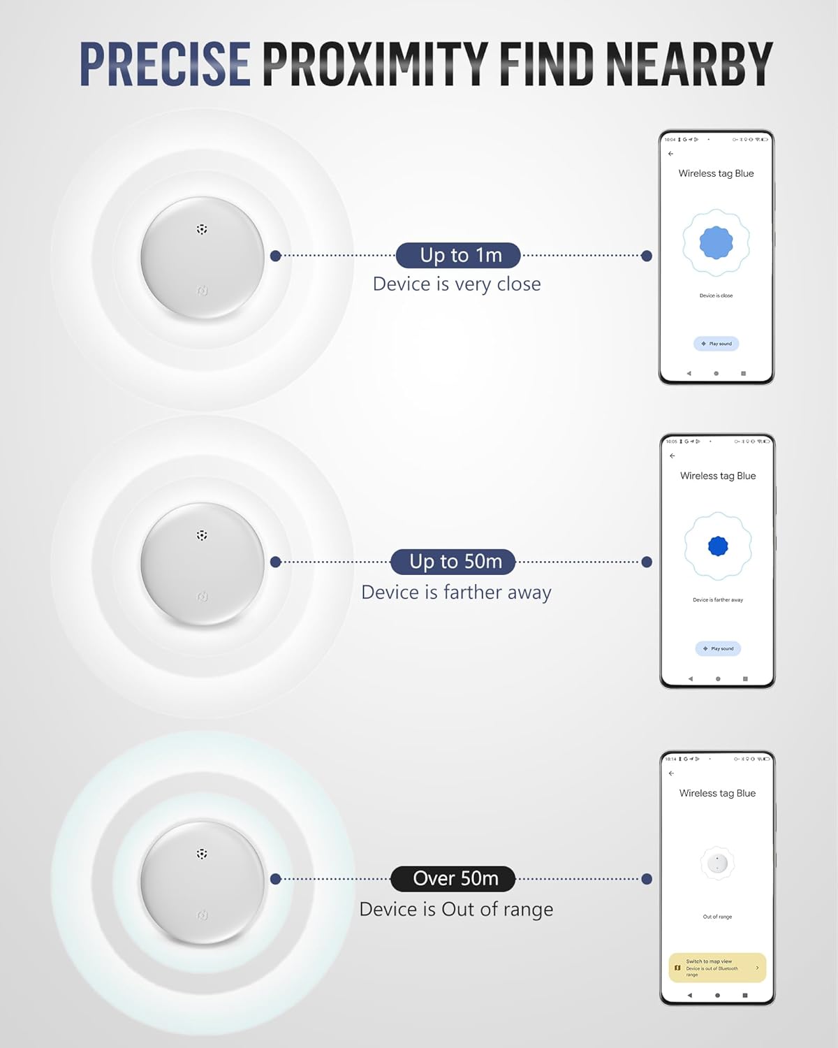 Air Smart Tracker Tag for Android, Item Locator Key Finder Works with Find Hub App, Luggage Tracker for Keys, Wallet, Suitcase, IP67 Waterproof, Compatible with Galaxy & Pixel Android Phone - Image 3