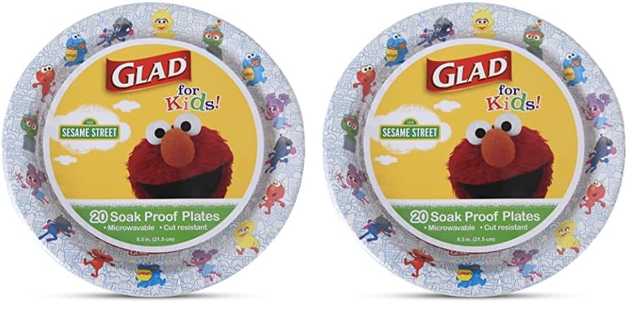 Glad for Kids Sesame Street Pals 8.5” Paper Plates | Sesame Street Paper Plates, Kids Snack Plates | Sesame Street Pals Paper Plates for Everyday Use, 8.5” Paper Plates 20 Ct (Pack of 2)