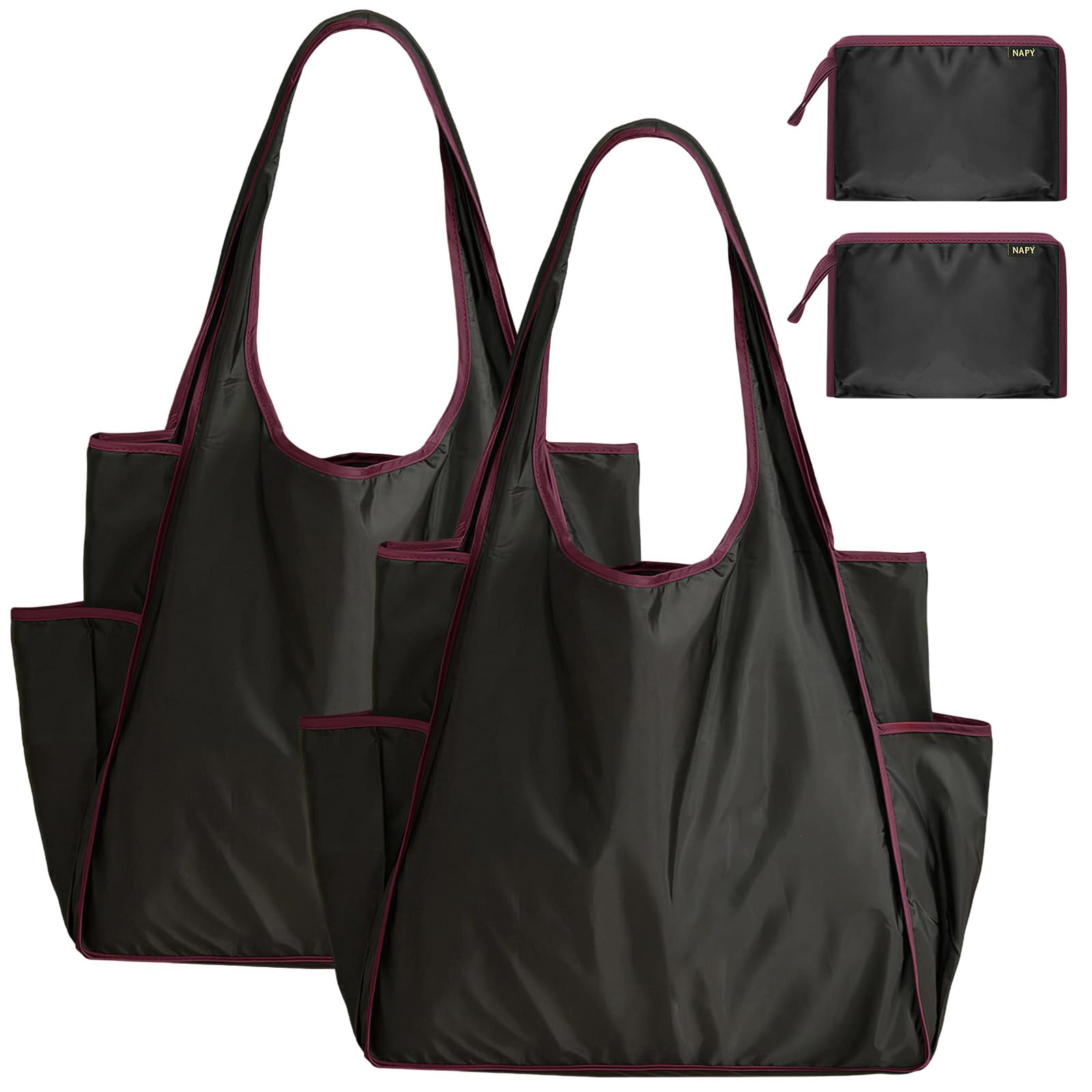 LAILAILE 2-Pack Reusable Shopping Tote – Waterproof, Side Pocket