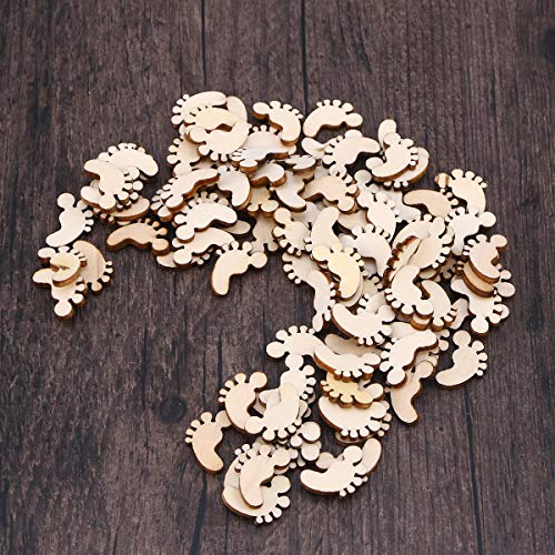 Amosfun 100PCS Foot Shape Wooden Pieces Wooden Cutouts DIY Art Craft Embellishments Ornaments - Image 4