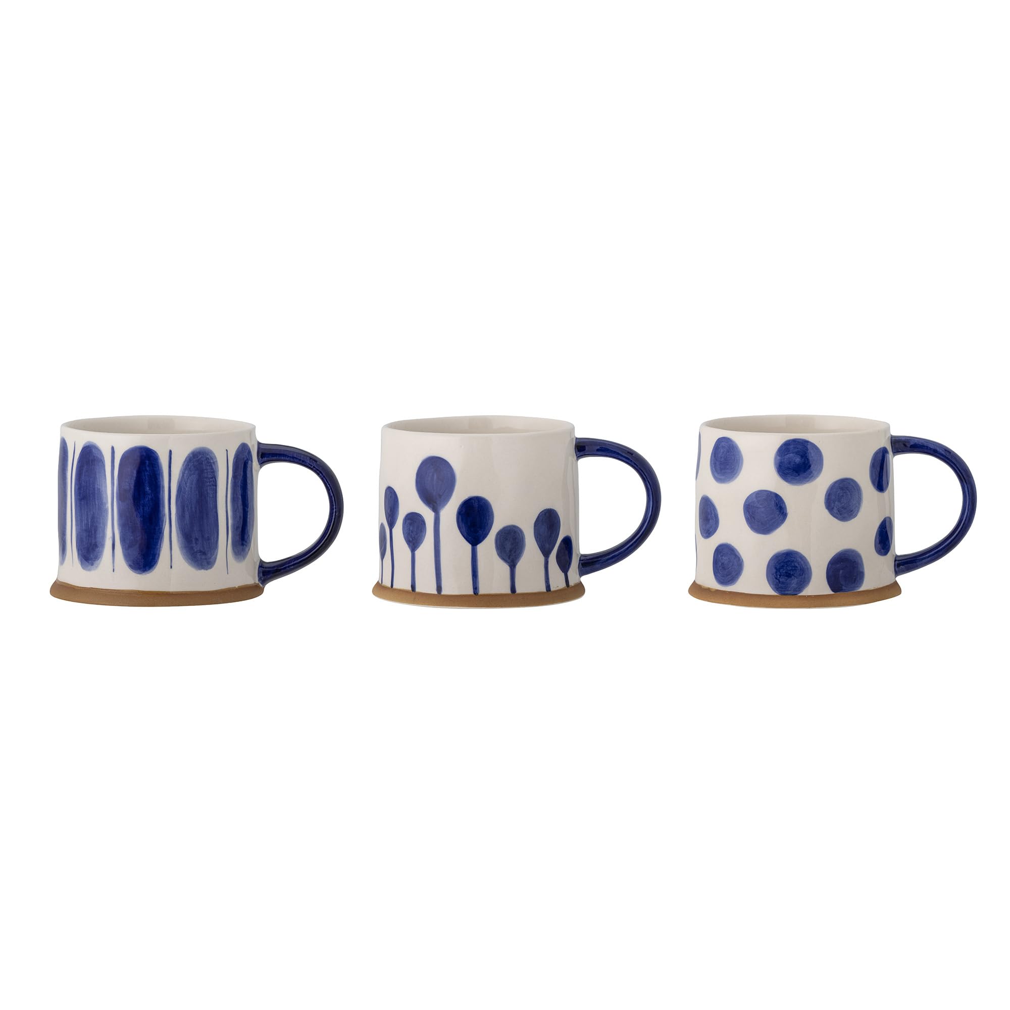 Bloomingville CREATIVE COLLECTION Linora Lot de 3 tasses en grès Bleu 11 x 8,​5 cm 450 ml