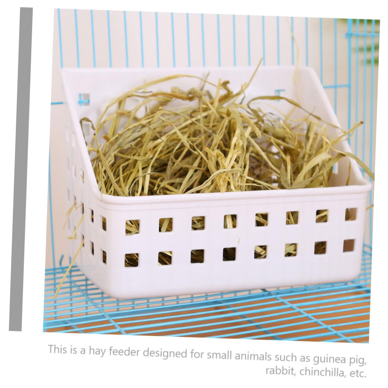 Râtelier à Foin pour Lapin 2 Pièces Plastique Blanc Fixation Stable
