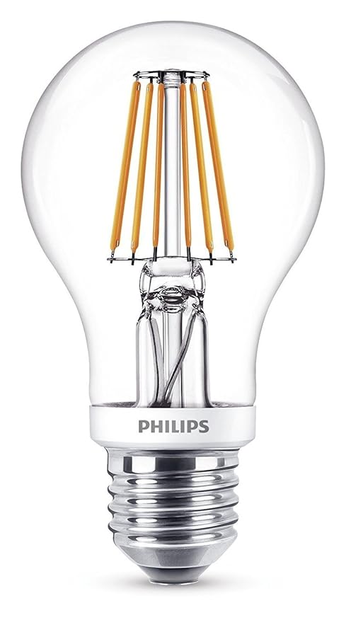 Philips LED Classic E27 Edison Screw Clear Filament Light Bulb, 7 W (60 W)