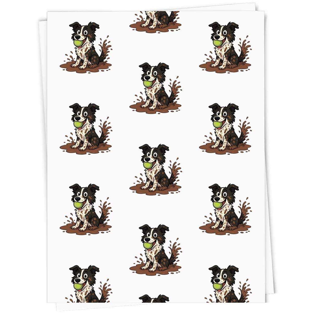 Azeeda 'Muddy Border Collie' Gift Wrap Paper (GI00138506)