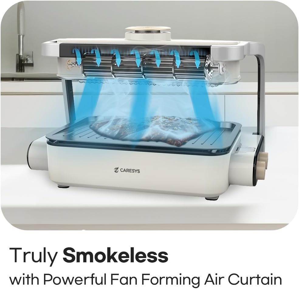 Smokeless Double Care Grill, Electric Indoor Tabletop Grill, Dual Heating, Fast Grilling, Portable, Nonstick, Adjustable Temperature, Ideal for K-BBQ