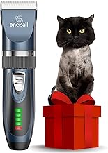 oneisall Silent Cat Hair Clipper, with 6 Guide Combs Machine Hair Clipper Dog Cat Hair Trimmer Rechargeable (Blue)