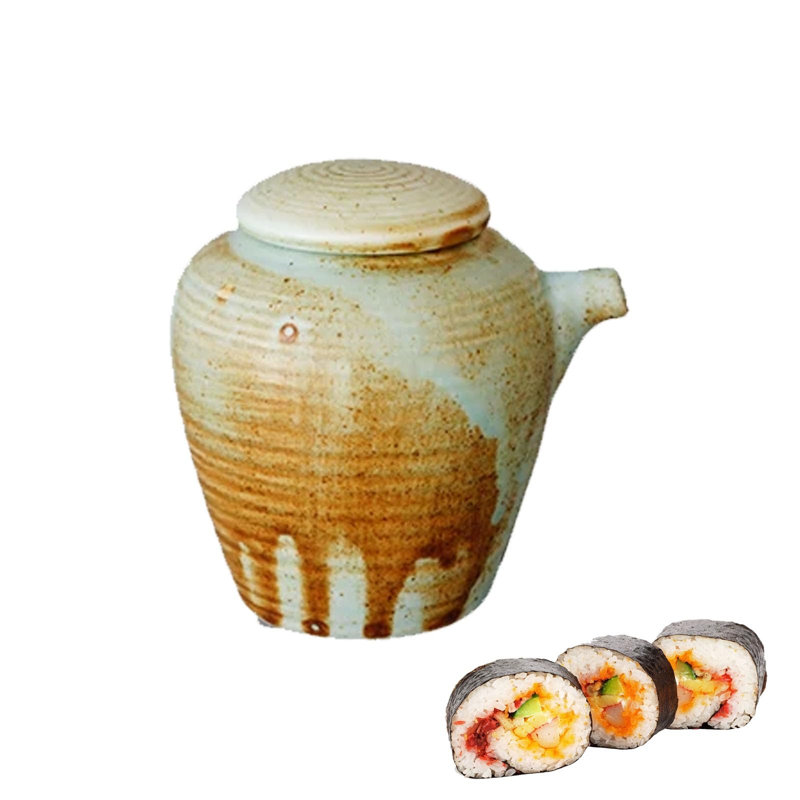 Xiehemao One Color Ceramic Soy Sauce Bottle, Vinegar Pot Japanese Style