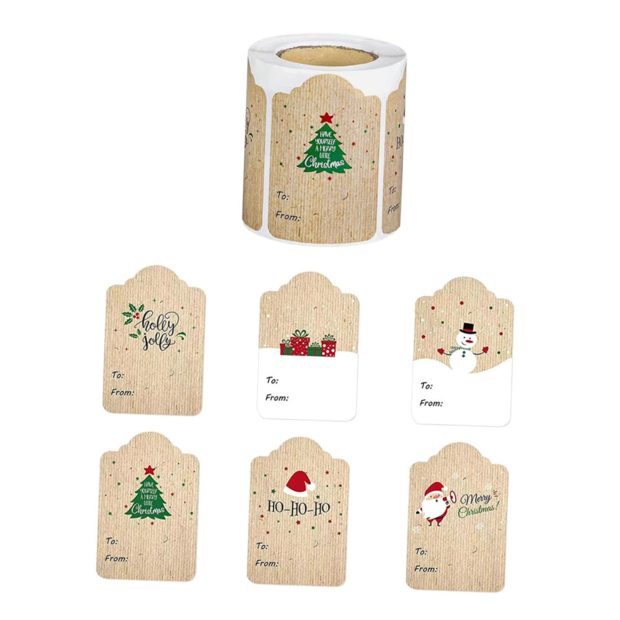 Housoutil 3 Adesivi Natale Carta Kraft Autoadesivi Rettangolari per Regali e Decorazioni Festive Etichette Natalizie Self Adhesive per Biglietti e Confezioni