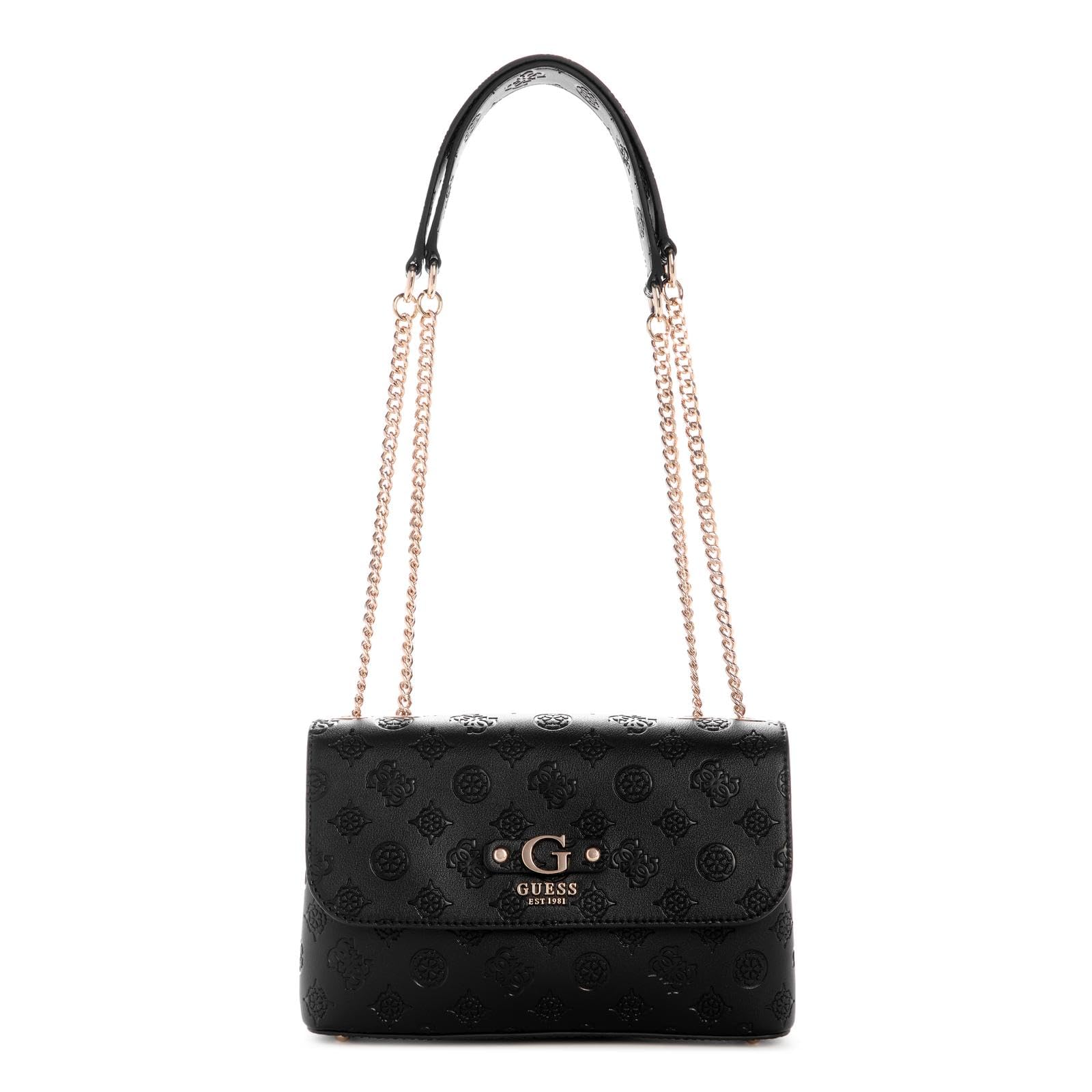 GUESS Femme Dita Convertible Crossbody Flap Sac à bandoulière, Logo Noir, Taille Unique