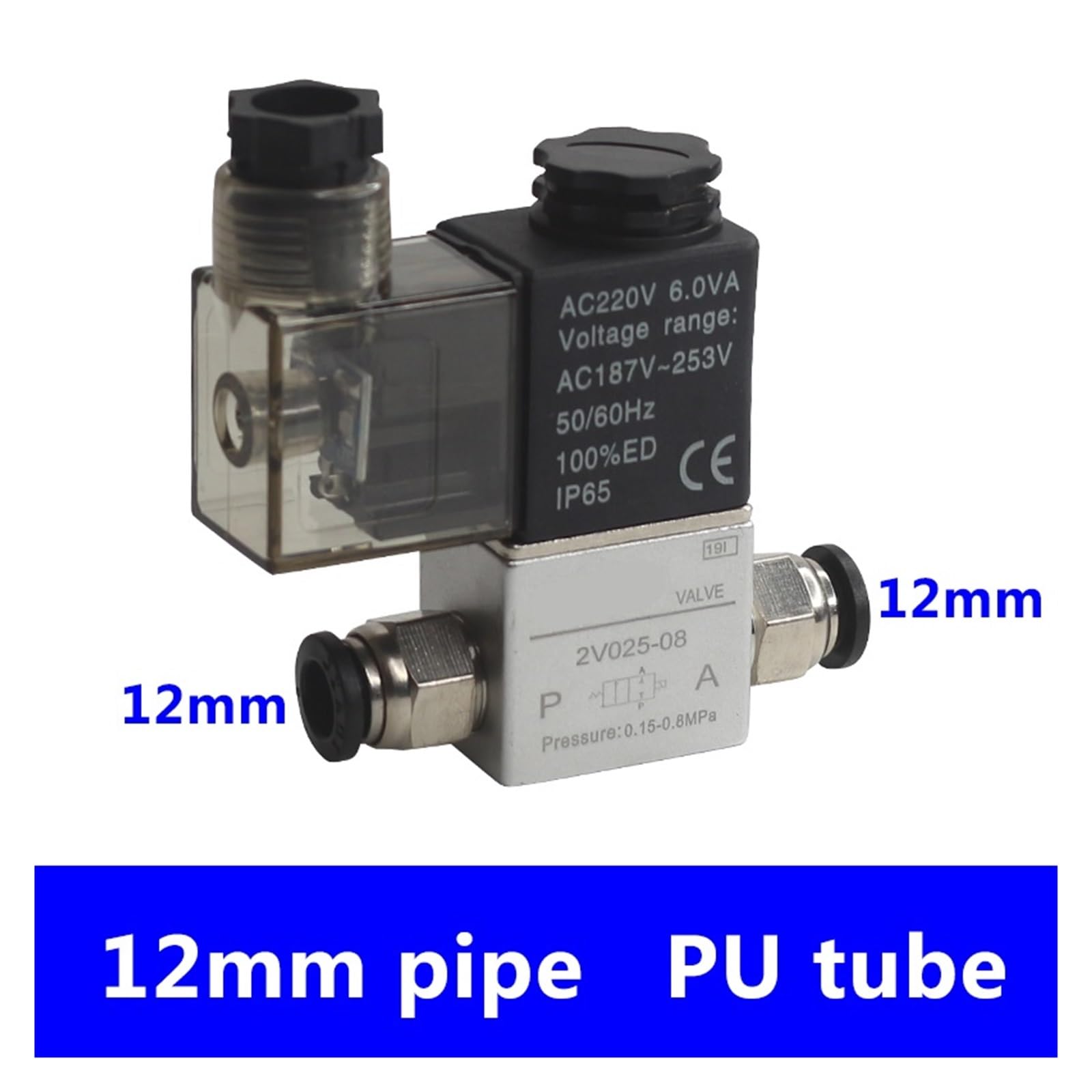 2V025-08 dc12v 24v 220v elettrovalvola pneumatica 2 Posizioni 2 Porte normalmente Chiusa(12mm Hose Pipe,AC110V)