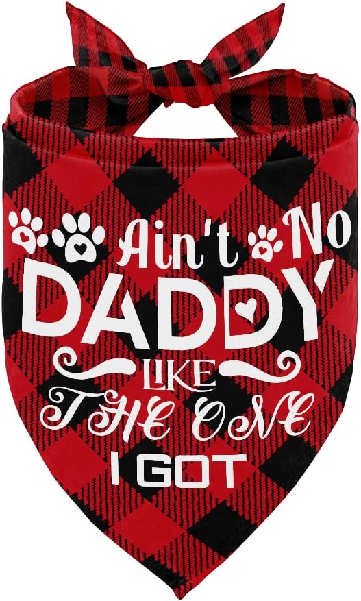Dog Bandana, Dog Bandana, Dog Scarf Classical Plaid Printing, Dog Scarf Accessories, Dog Bandana Pet Scarf, Christmas Birthday Dog Dad’s Gift, Ain’t No Daddy Like The One I Got (M25)
