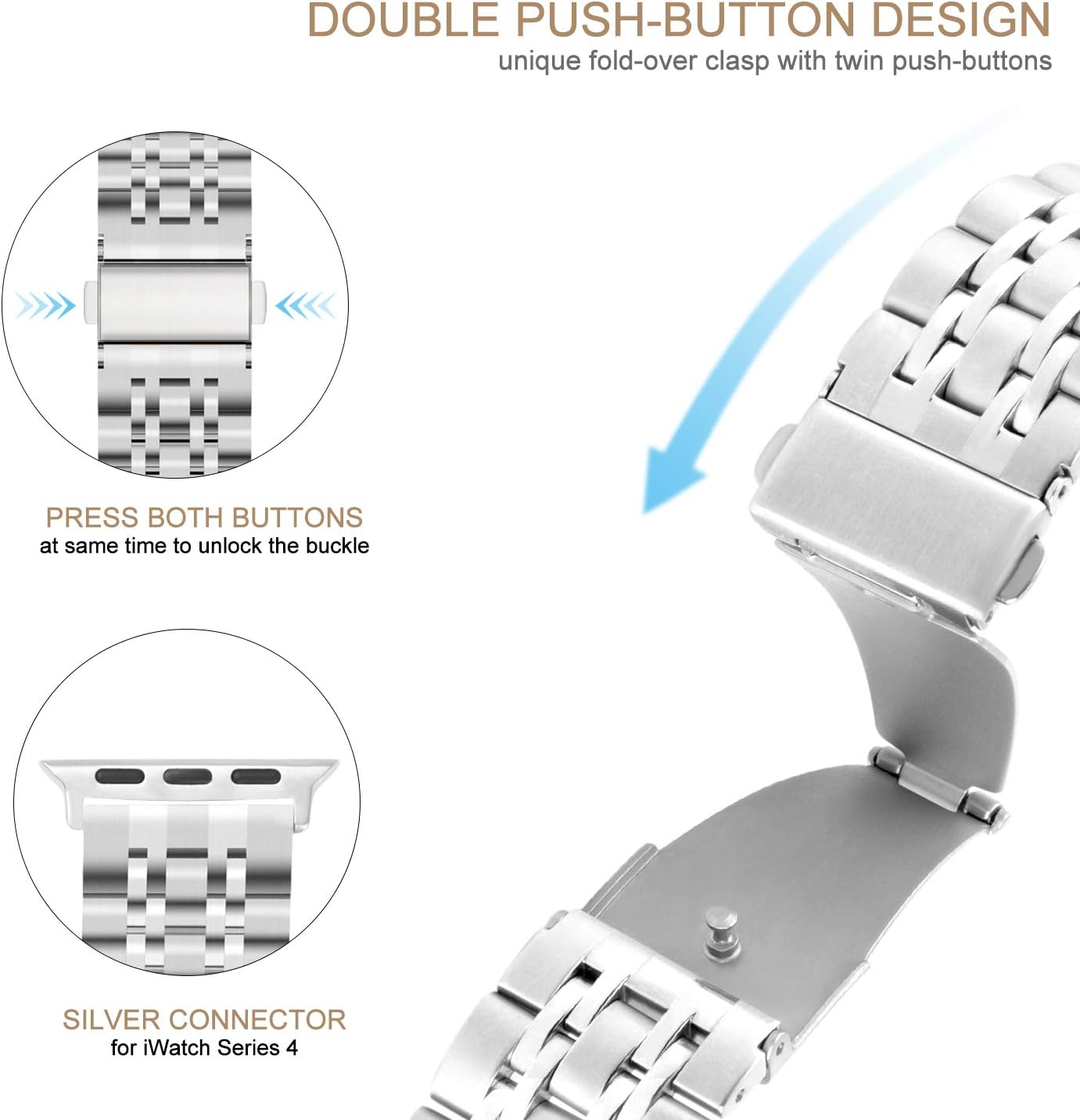 Best Deal 3 Colors Watch Band Compatible Apple Watch 38mm/40mm/41mm/42mm/44mm/45mm, Fullmosa Armor Stainless Steel iWatch Band for iWatch Series SE/7/6/5/4/3/2/1, Matte Silver+Polished Silver 40mm 41mm Buy 1 get 1 3 Colors Watch Band Compatible Apple Watch 38mm/40mm/41mm/42mm/44mm/45mm, Fullmosa Armor Stainless Steel iWatch Band for iWatch Series SE/7/6/5/4/3/2/1, Matte Silver+Polished Silver 40mm 41mm