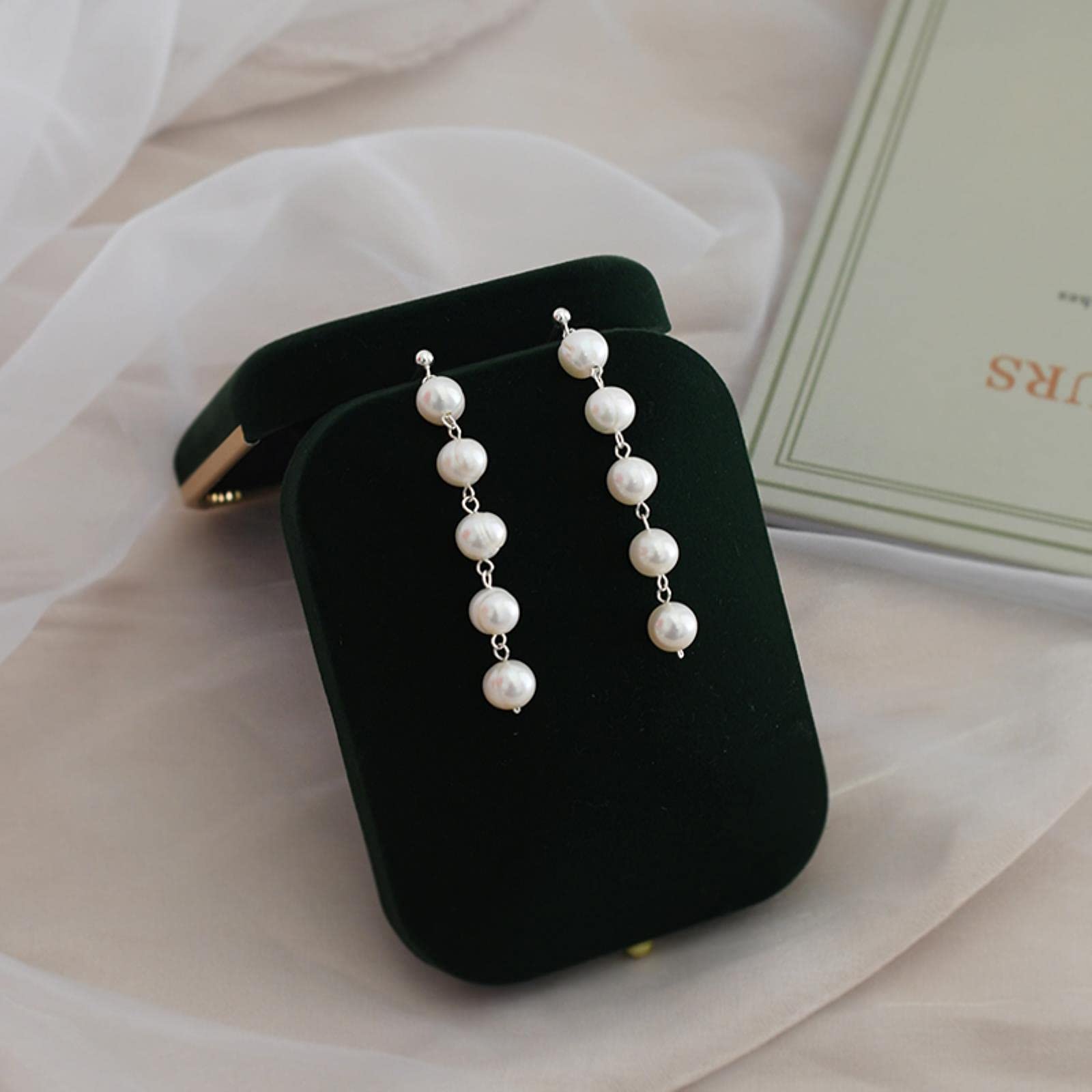 LOKILOKI Orecchini Pendenti In Argento 925 Con Perle D'Acqua Dolce Naturali, Design 2 Modi - 2