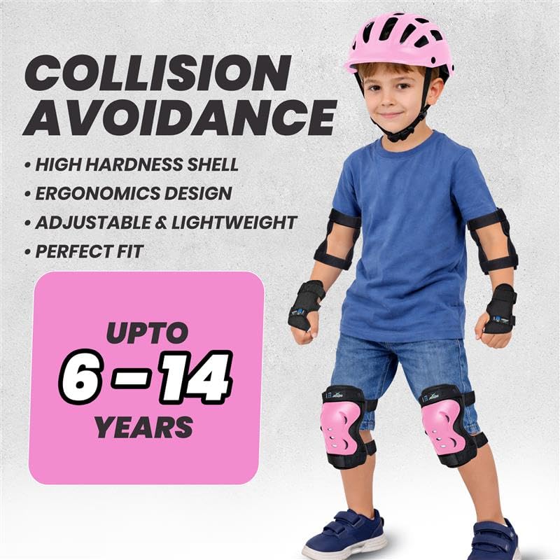 Image of Jaspo Tyro Complete Protective Gear Set for Kids | Helmet with Knee Pads, Elbow Pads & Wrist Guards for Skating, Cycling & Skateboarding (6-14 Years)