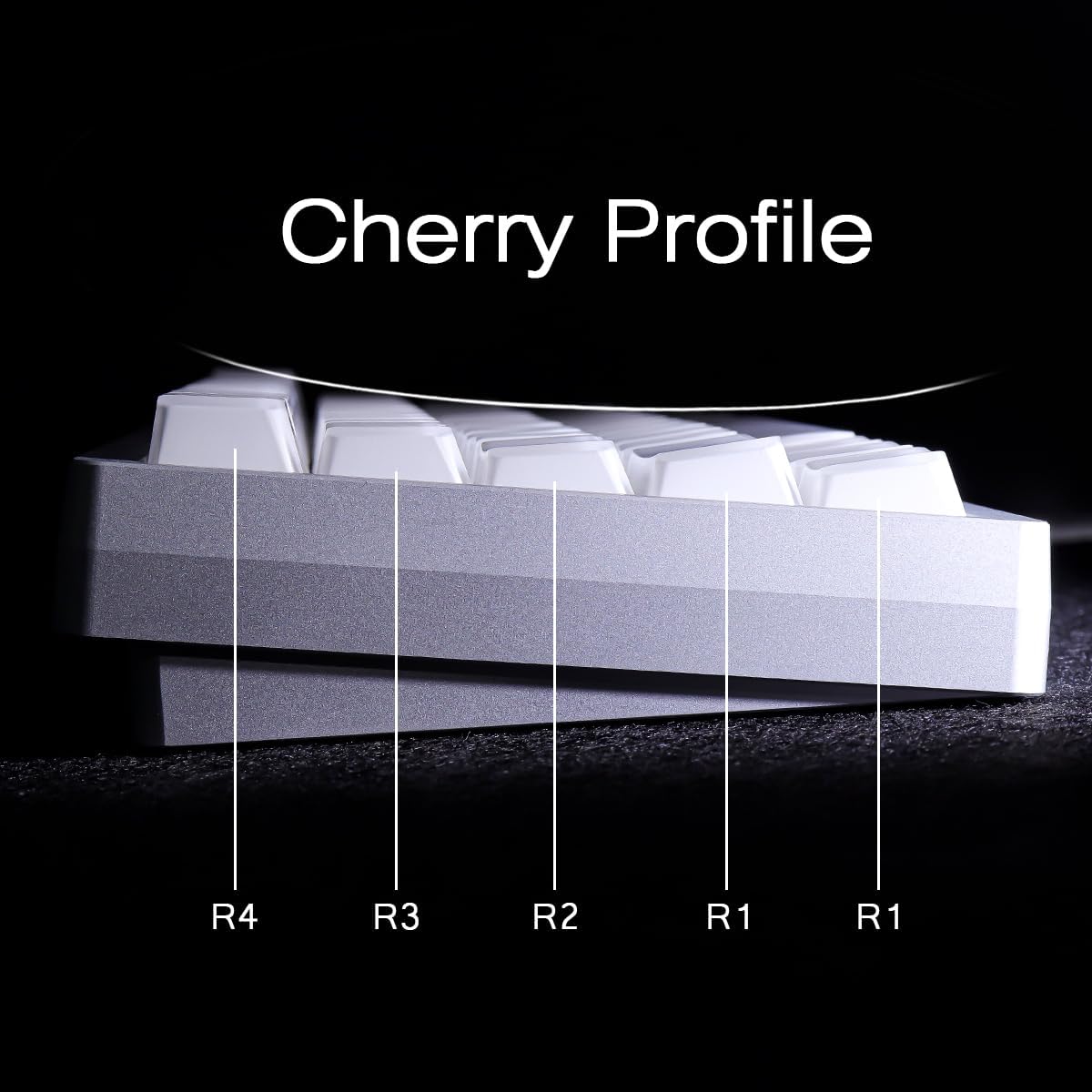 Hyekit Velvet Crystal Jelly Keycaps - 126 Key Double-Shot ABS+PC Pudding Keycap Set, Cherry Profile, Frosted White with Black Legends, Side Print & Velvet Texture for Mechanical Keyboard