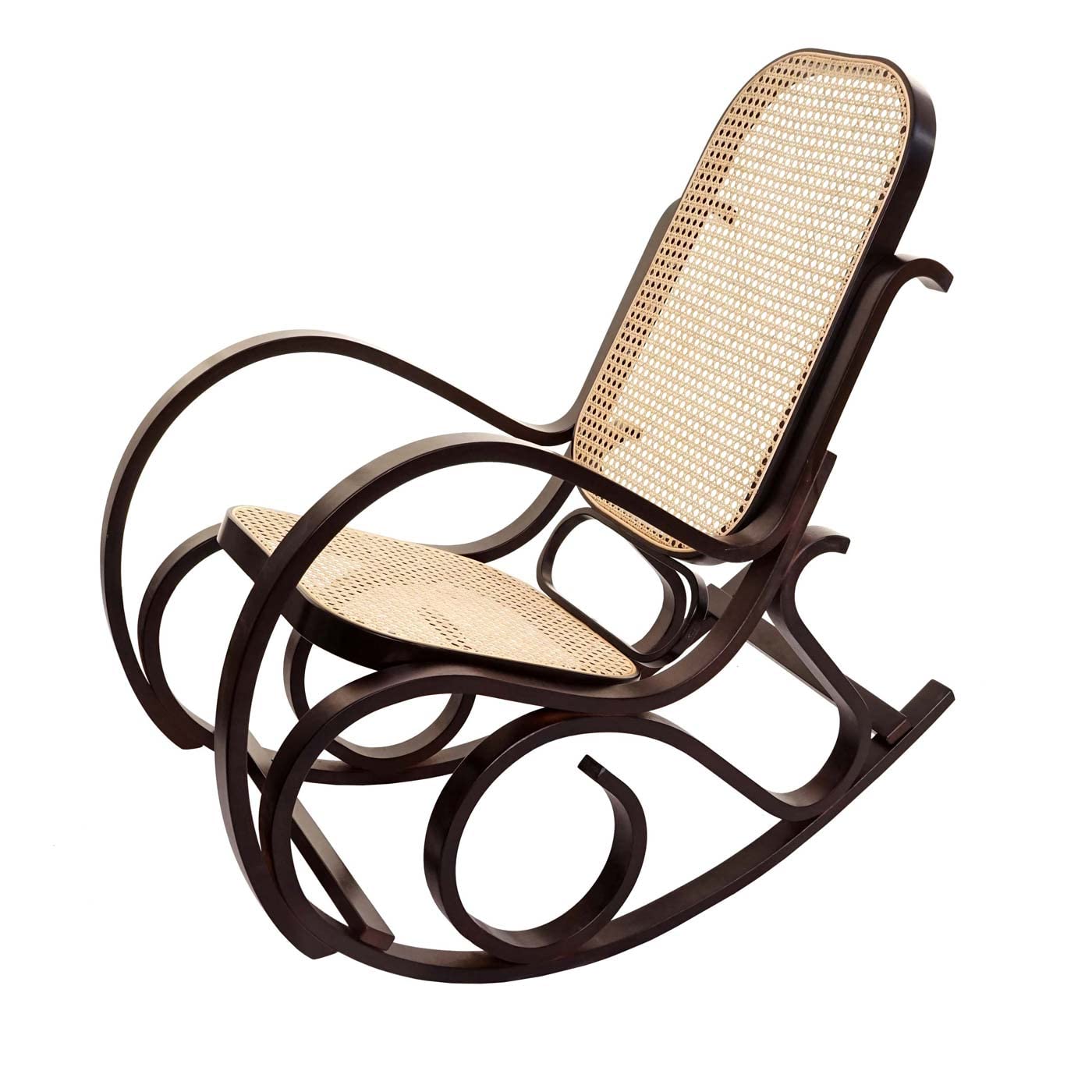 Mendler Fotel bujany M41AM, fotel bujany, fotel telewizyjny, lite drewno, rattan, wygląd orzecha włoskiego