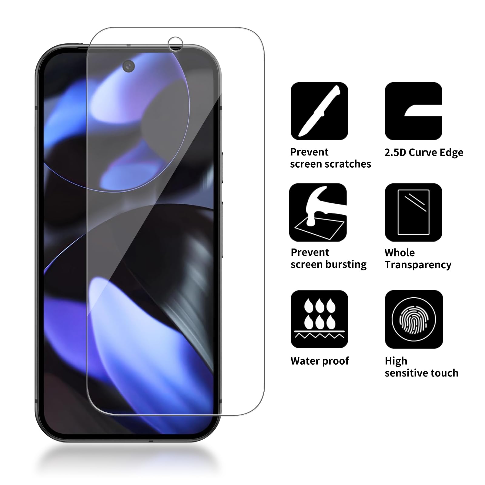 4-pak szklanych ochraniaczy ekranu do Google Pixel 9 [twardość 9H] - szkło hartowane HD, odporne na zarysowania, łatwa instalacja [przyjazne dla etui] [bez pęcherzyków powietrza]
