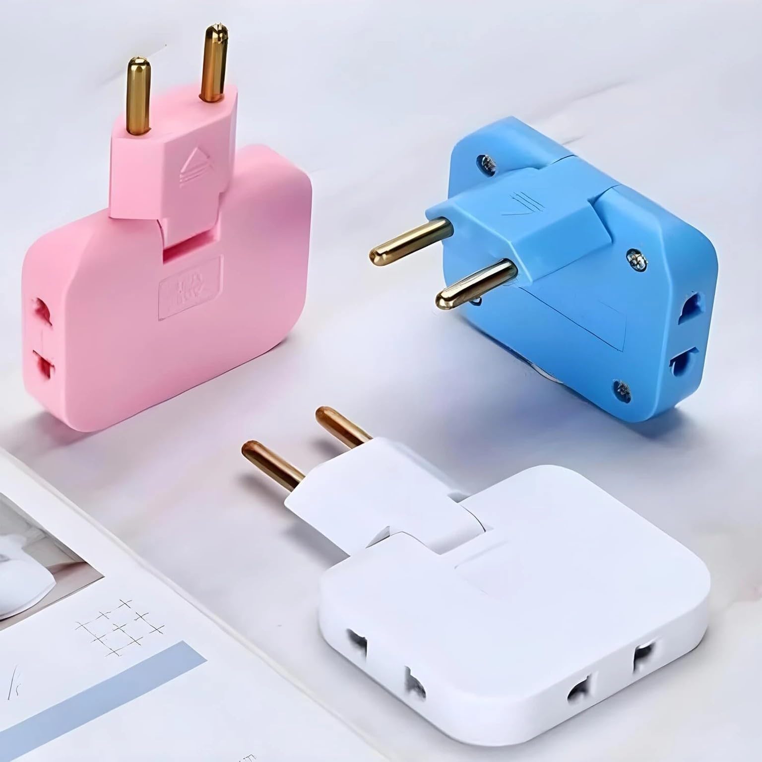 3 in 1 Plug Adapter with 180° Rotatable Hinge, Flat Design | 3-Way Outlet Splitter, Heat-Resistant Material, Travel & Home Use, Space-Saving Design, Lightweight & Compact-image-48
