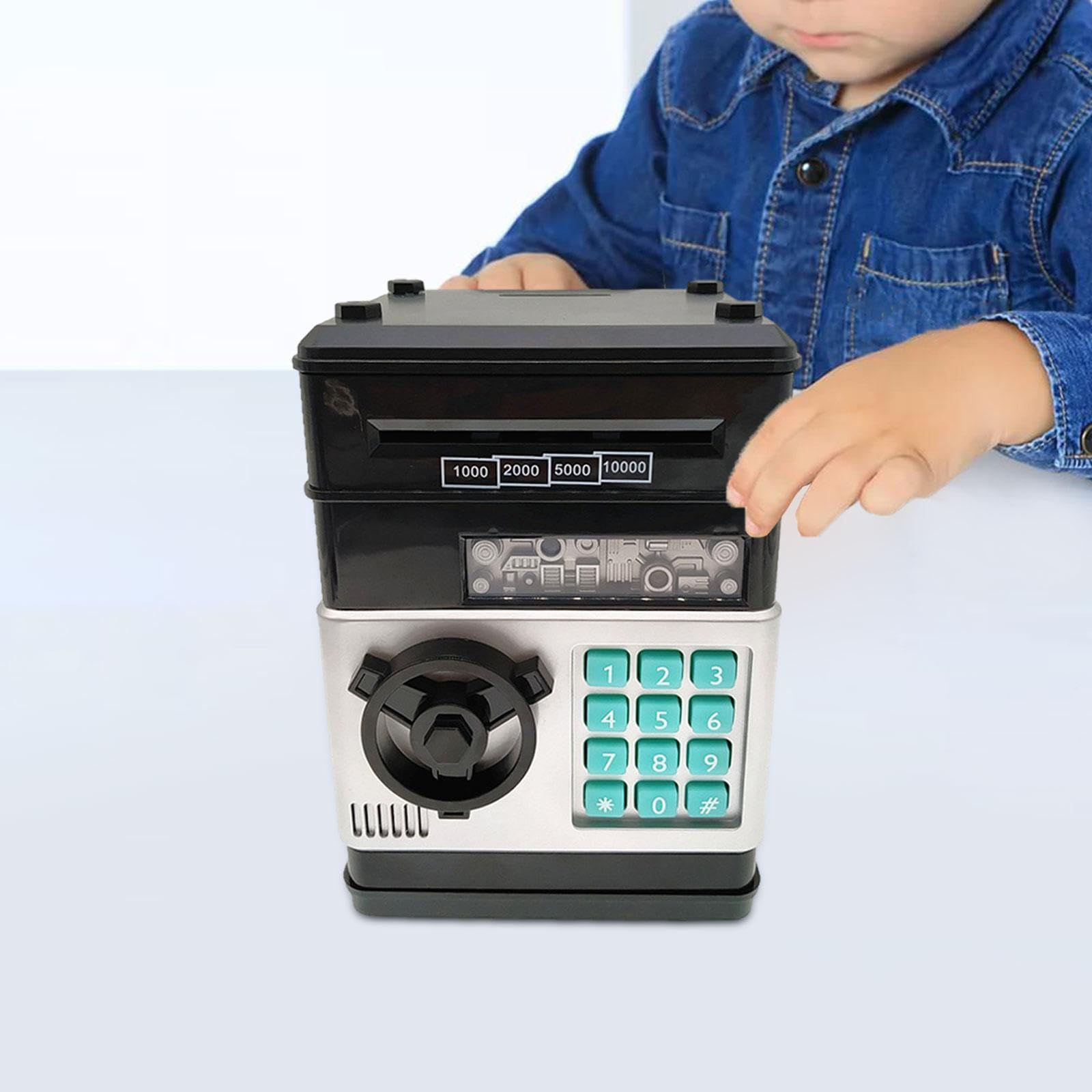 Sharplace ATM Piggy Bank Piccolo Salvadanaio Creativo per età 3 4 5 6 7 8 Anni Regalo di Compleanno, Nero