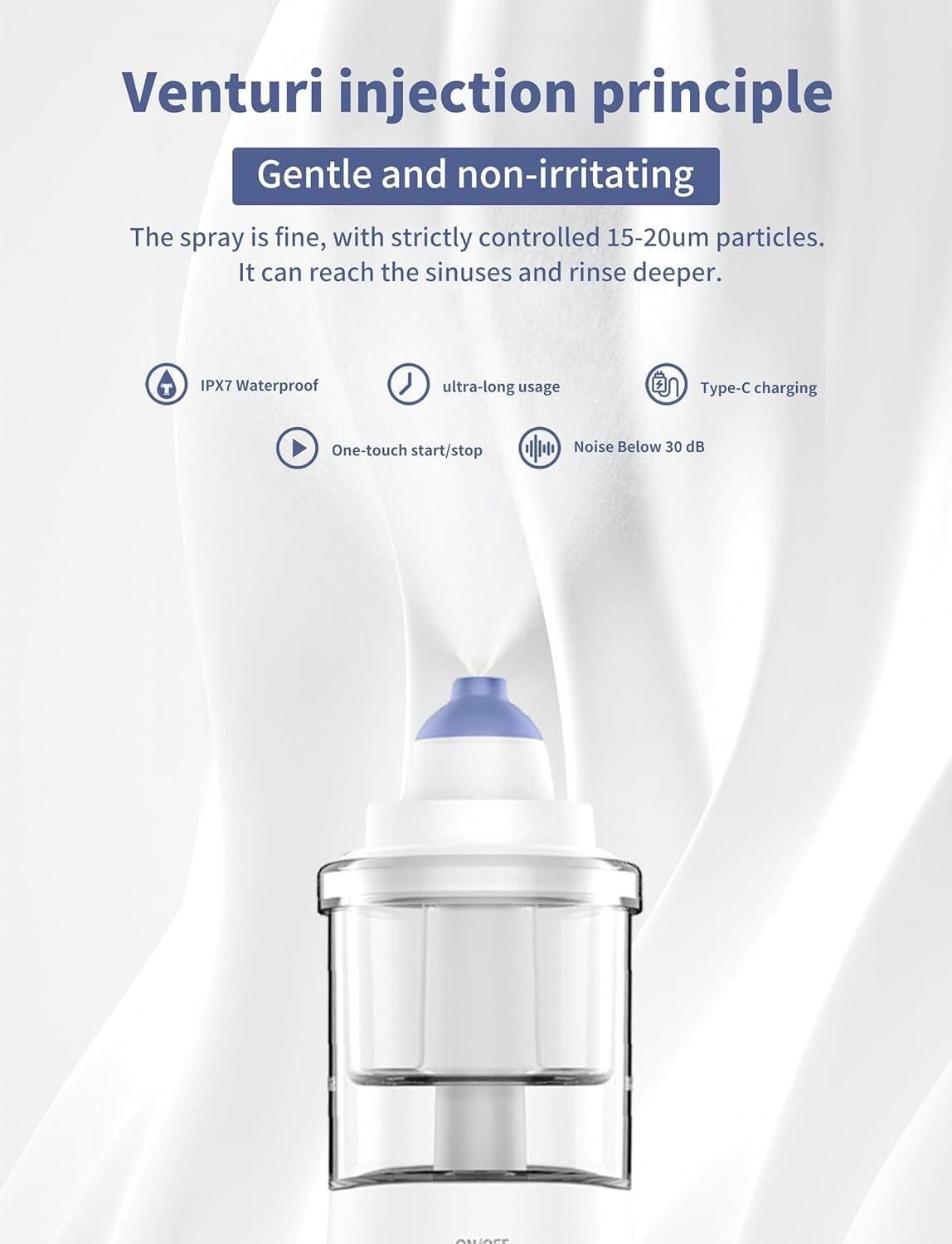WINCARE Cuidado nasal para el limpiador nasal para alivio sinusal, kit de enjuague sinusoidal con 10 paquetes de sal, sistema de riego nasal portátil para niños y adultos, alternativas a Neti Pot