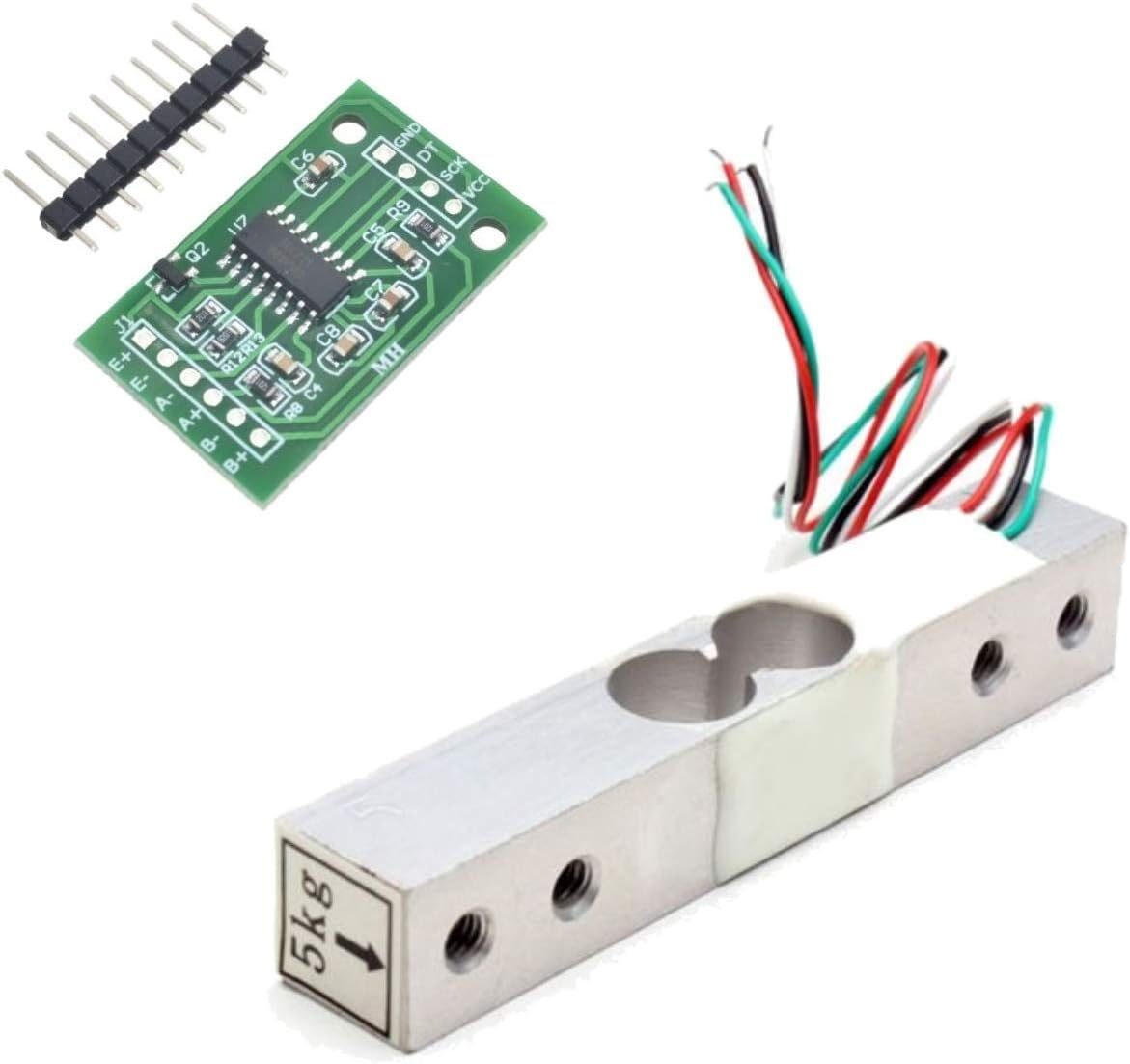 5kg Load Cell and HX711 Combo Pack Kit - Load Cell Amplifier ADC Weight Sensor for Arduino Scale - Everything Needed for Accurate Force Measurement