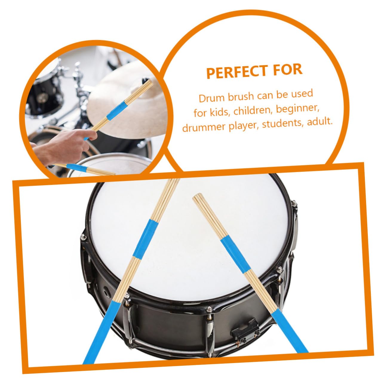 ibasenice Cepillos y Batería para Diseño Simple Pares Ligeros Cómodos Bambú 3 Estilo Único de Instrumento de Percusión