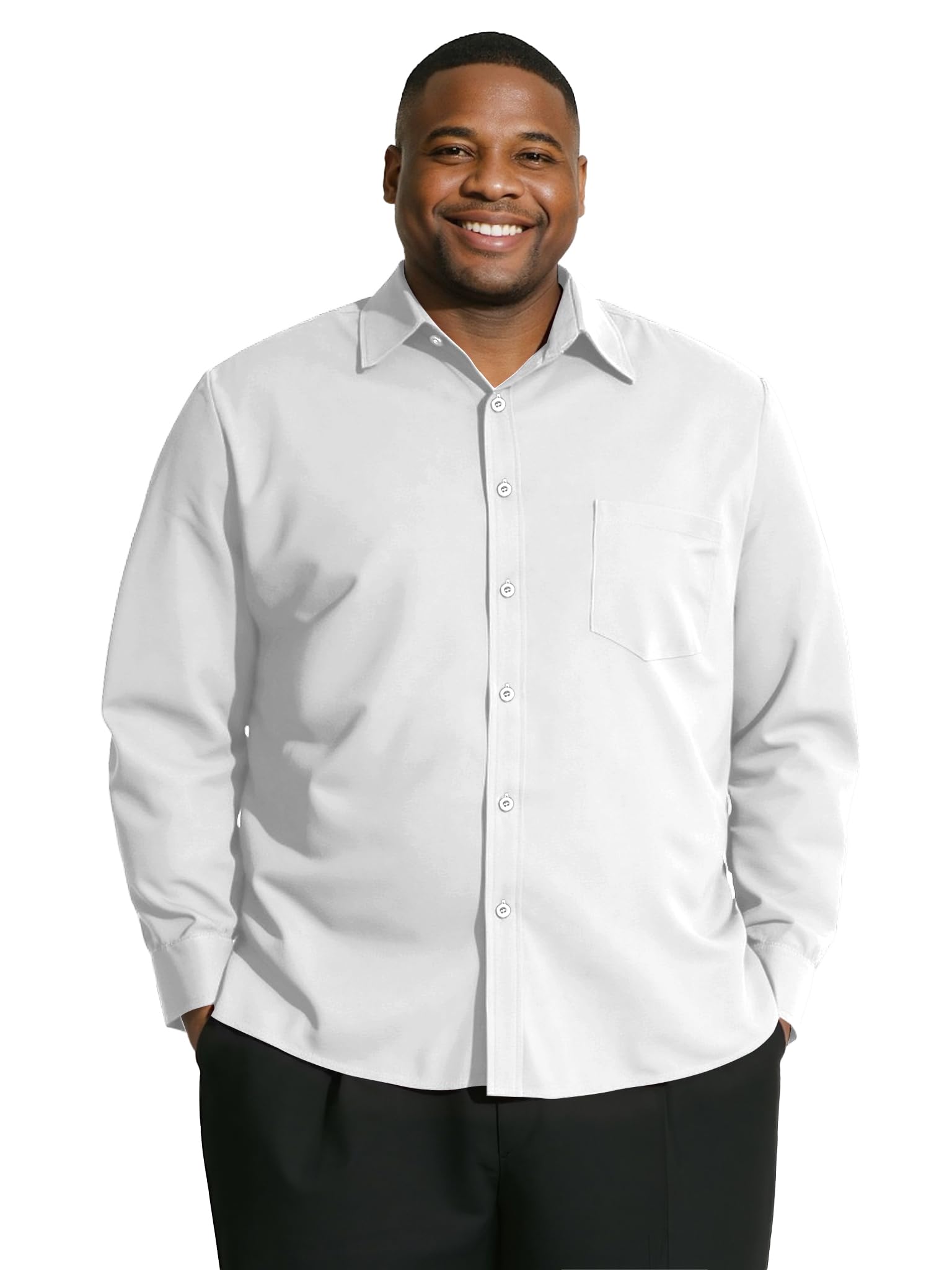 Big and Tall Shirts for Men Long Sleeve Casual Dress Shirts Button Down with Pocket for Business Travel