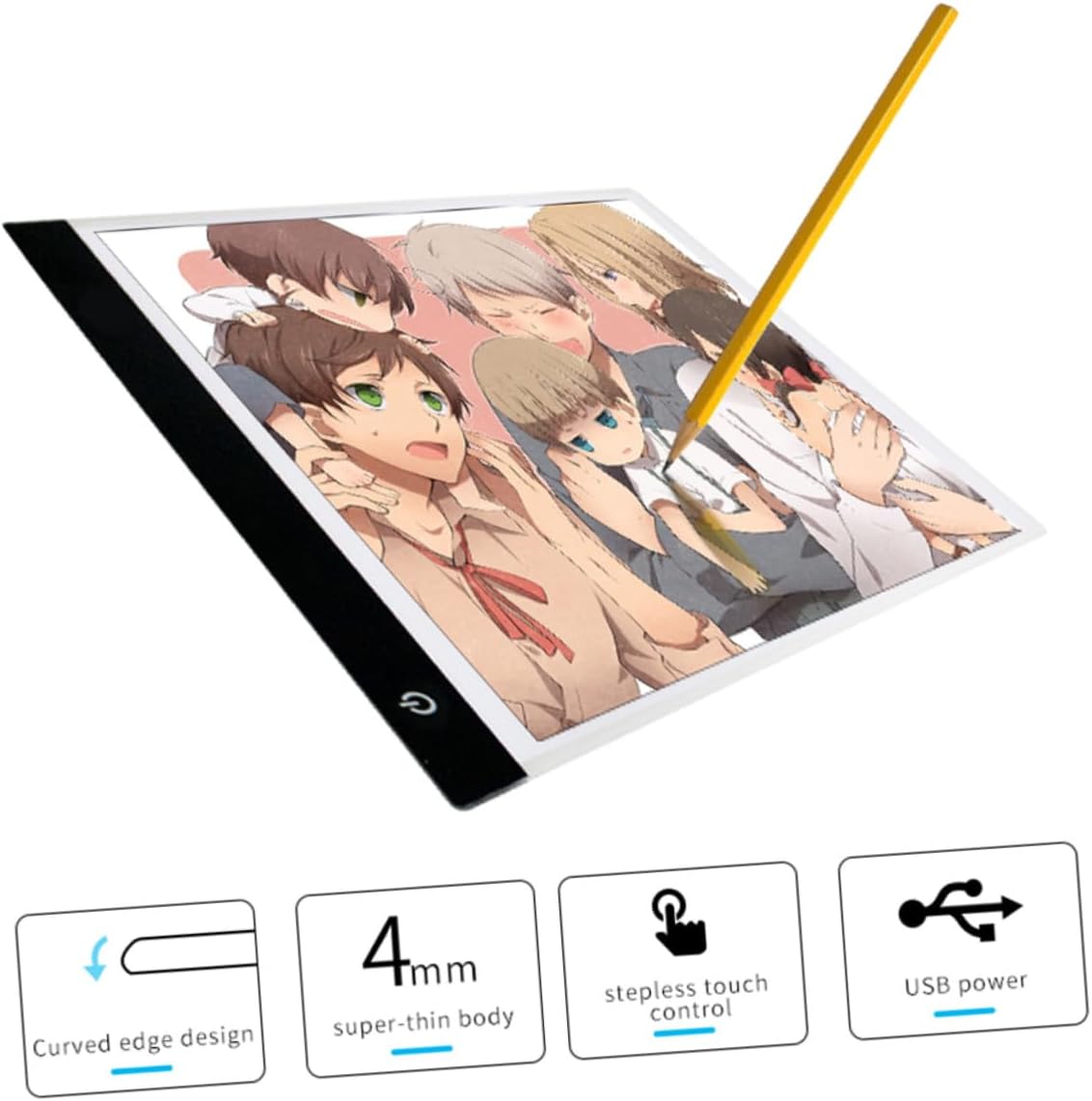 IWOWHERO Ultra-Thin LED Copy Board with USB Cable Portable Bright LED Drawing Desk Lightbox for Tracing Fashion Stylish Practical Copy Plate for Artists and Designers