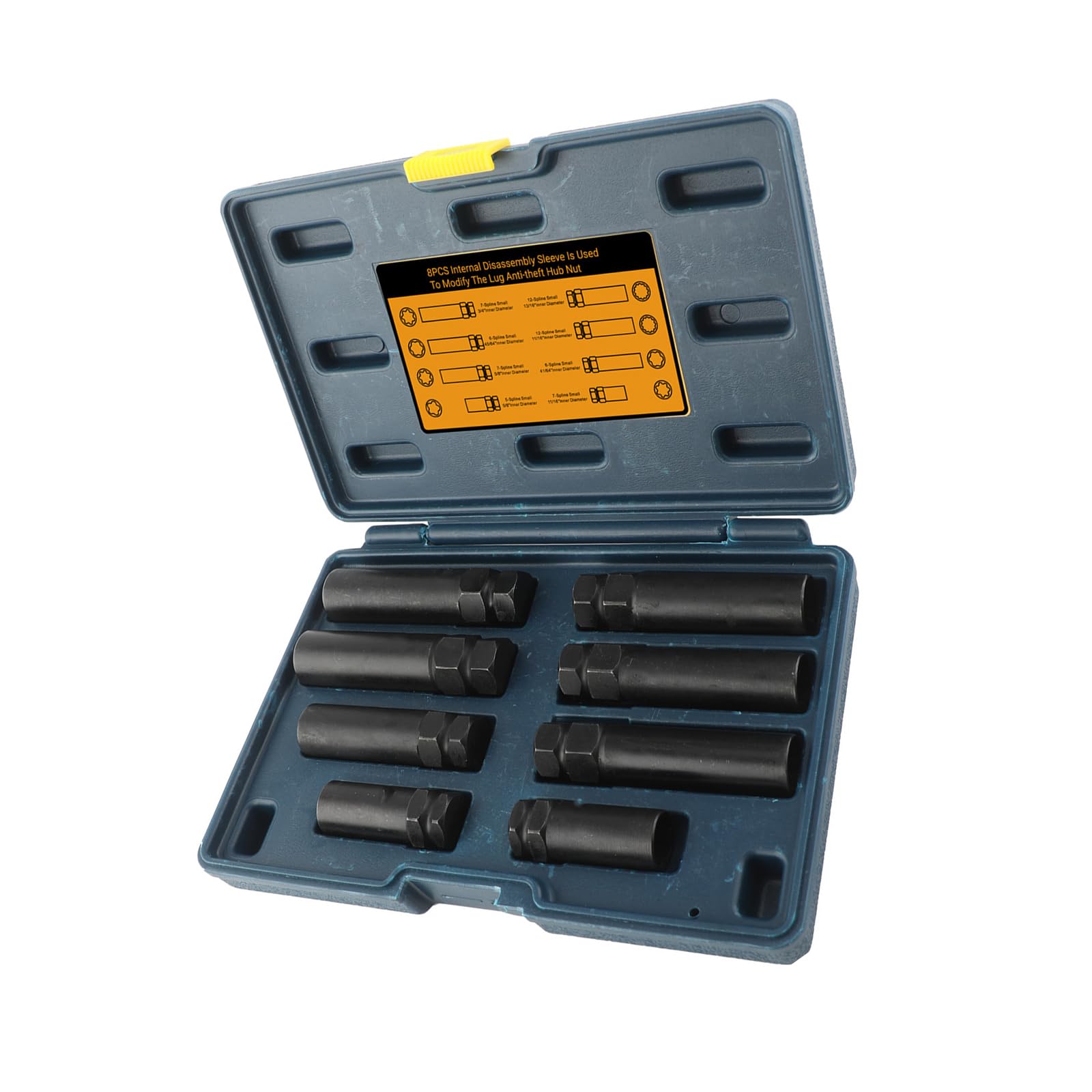 Kalttoy Cg1786bl Professional 8 Piece Lugs Nut Removal Set Supporting Metric Standards For Spline And Hexagonal Styles Nut Professional Socket Set