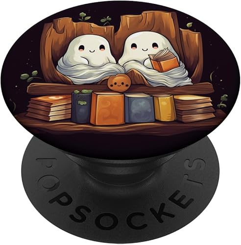 Libros de lectura de fantasmas, diseño de Halloween, para adolescentes, niñas, mujeres, PopSockets estándar PopGrip