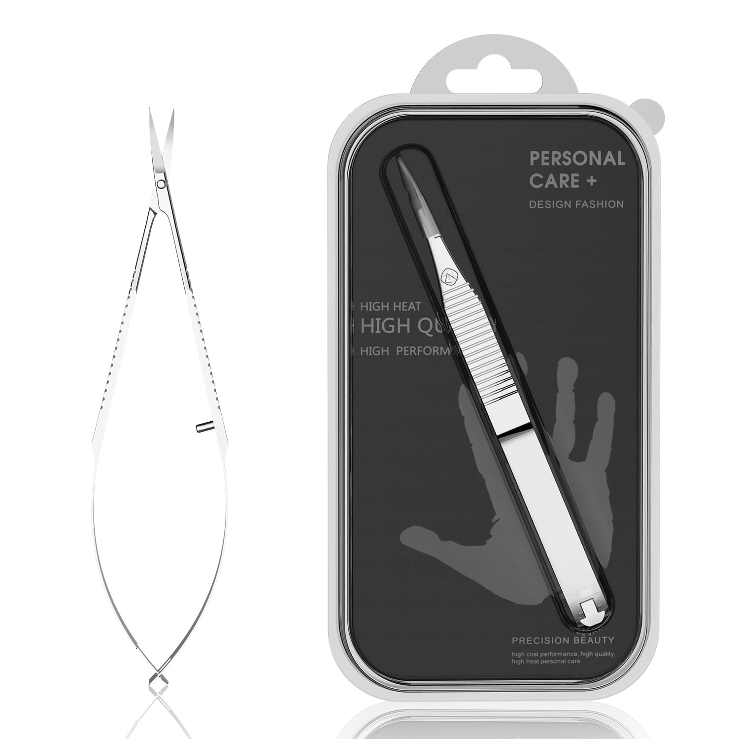 ZIZZON Ciseaux à cuticules Kit de toilettage professionnel à pointe pointue extra fine incurvée pour les sourcils, les cils, les ongles et la peau sèche