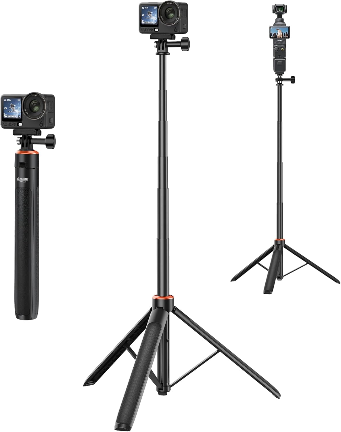 53.5" Osmo Action 6 Selfie Stick Tripod for DJI Osmo Nano/Action 6, Xtra Atto, 2-in-1 Extendable Handle w Magnetic Quick-Release Adapter, Extension Rod/Travel Vlog Stand/Accessory for Video Recording