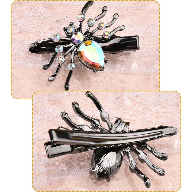 Halloween Costumefor Women Girls Spider Hair Clip Barrettes for Teen Girl gothic hair clips for Halloween Party Costumes Accessories Gift for Women Hair Accessories 2Pcs - Image 3