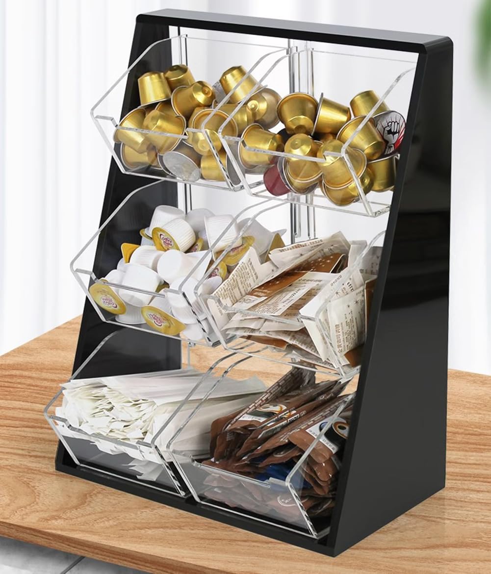 Pudełko na kawę, uchwyt na kapsułki z 6 koszami o dużej pojemności, akcesoria do kawiarni do kubków K Nespresso Vertuoline, torebki na herbatę-pojemnik na słodycze