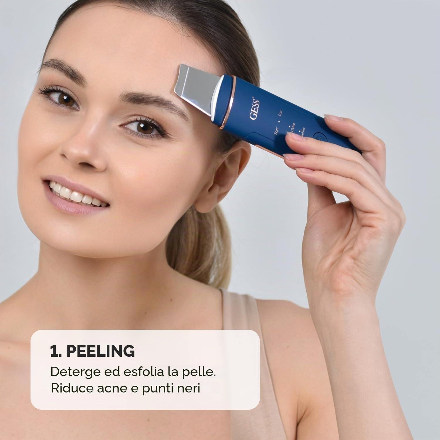 GESS Pulizia Viso Ultrasuoni con 4 Modalità, Anti Età e Lifting, Aspira Punti Neri, Pulizia Viso Punti Neri, Mitesserentferner, Ion+ e Ion-