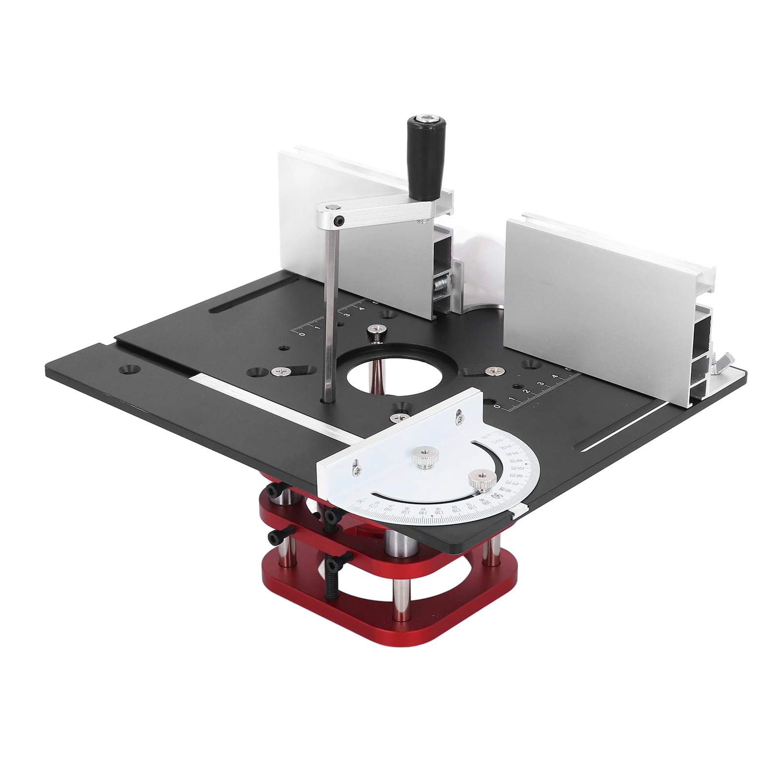 Generic Podstawa Podnośnika Routera Podstawa Stołu Routera ze Stopu Aluminium z 2-calowym Skokiem Podnoszenia Korba Ręczna Płytka 240x200 Mm do Stołu do Obróbki Drewna Użytkownicy Majsterkowicze